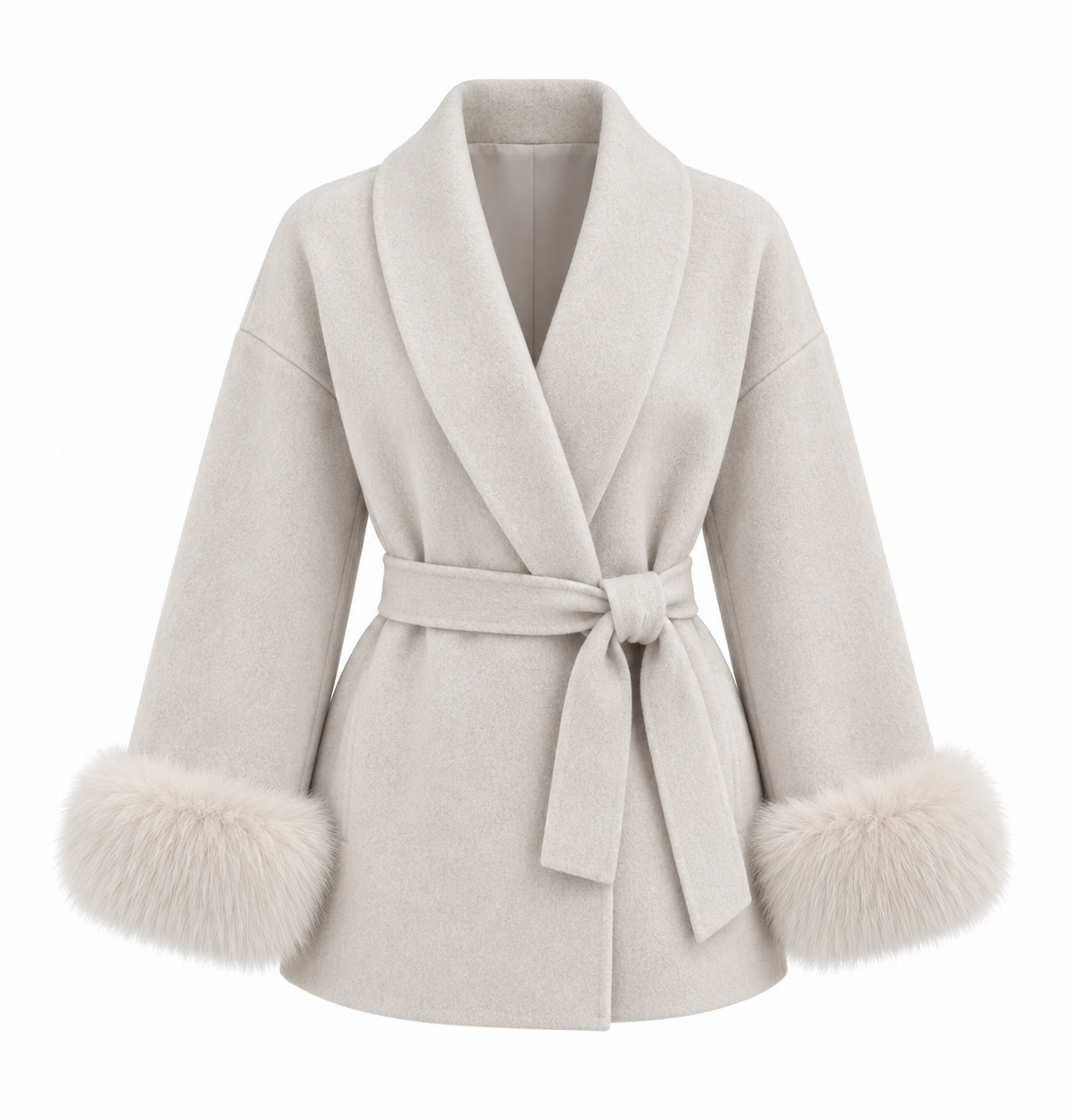 Wrap-Mantel mit Fell