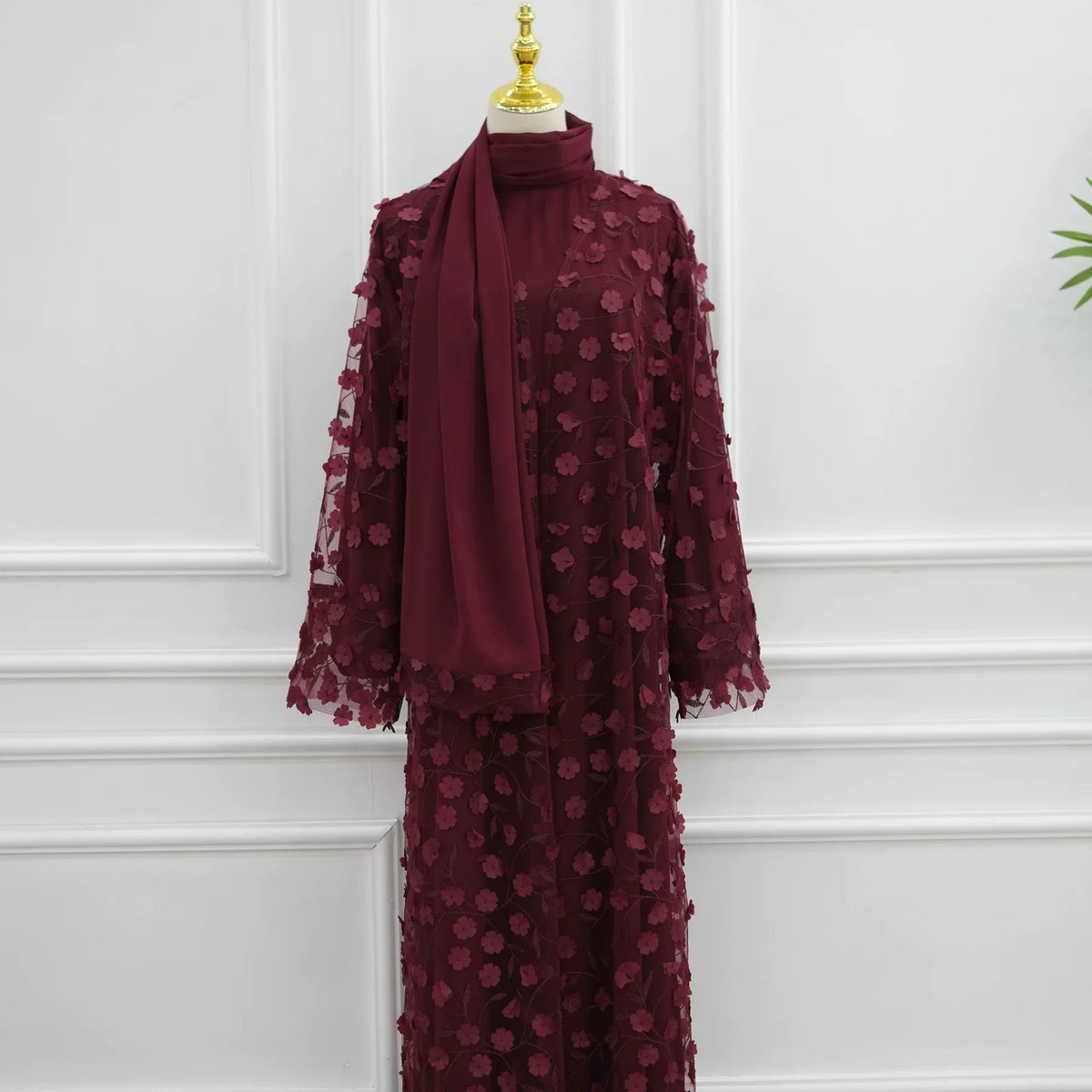 Abaya mit Kimono im Blumenmuster